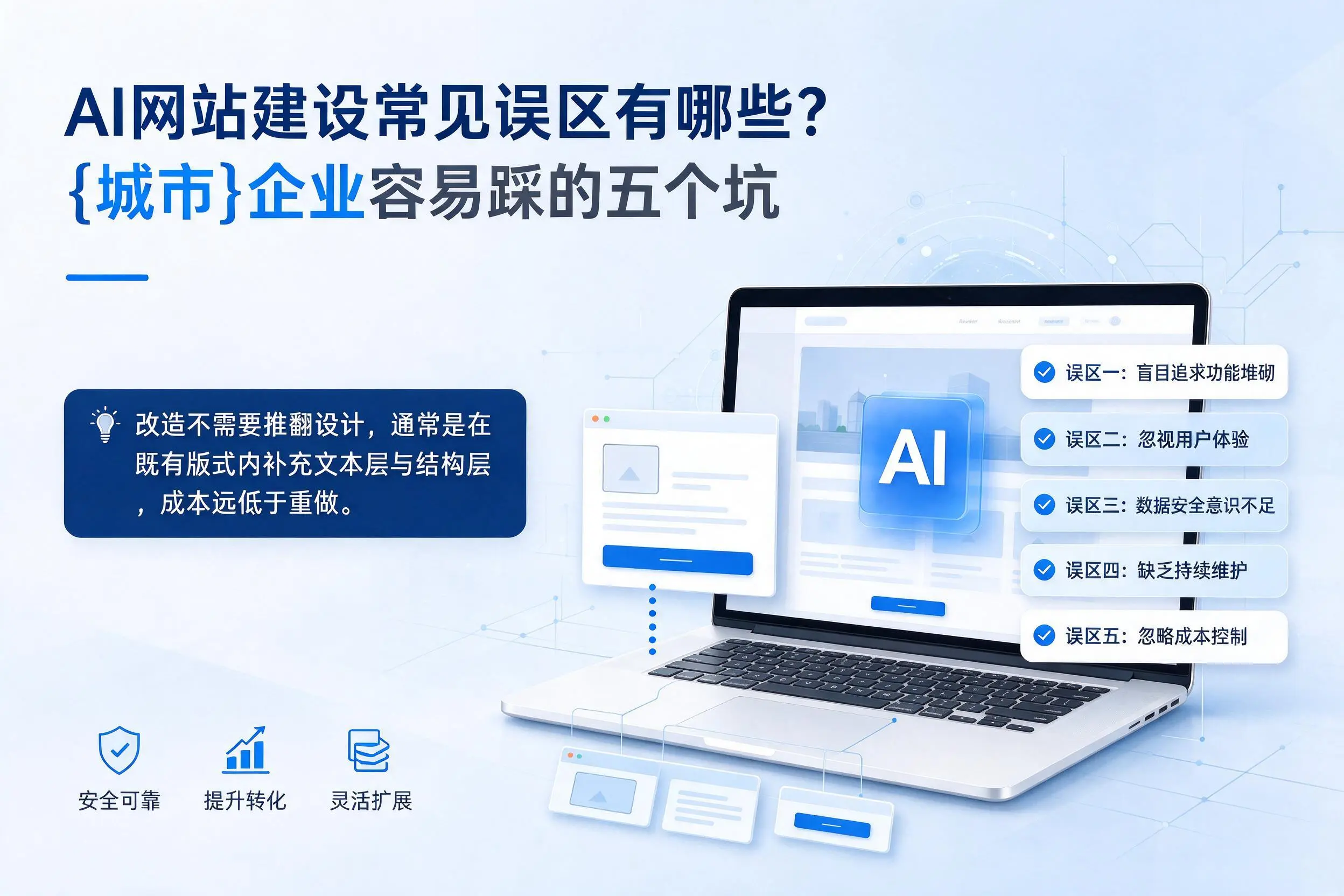 AI网站建设常见误区有哪些？喀什企业容易踩的五个坑