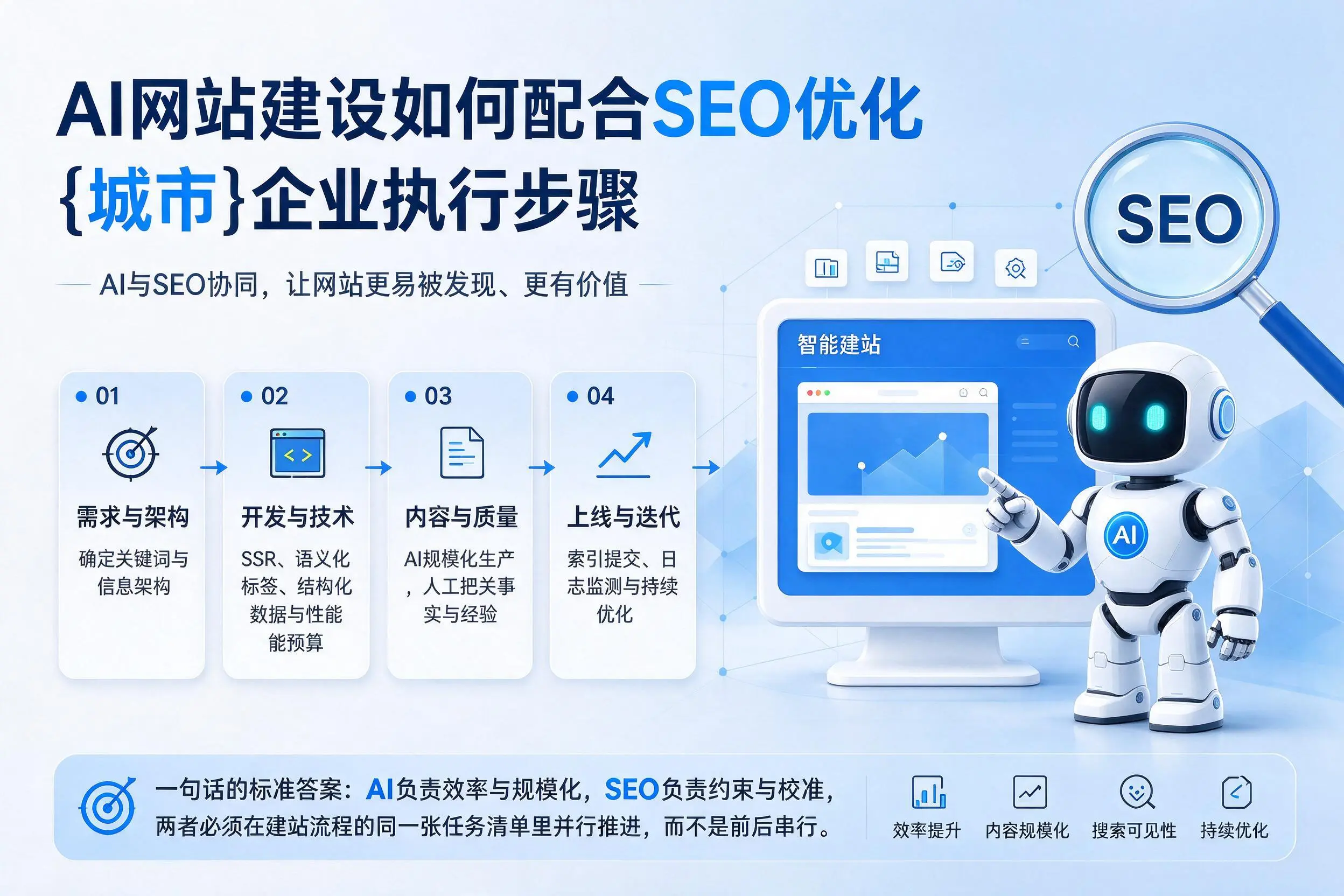 AI网站建设如何配合SEO优化，喀什企业执行步骤