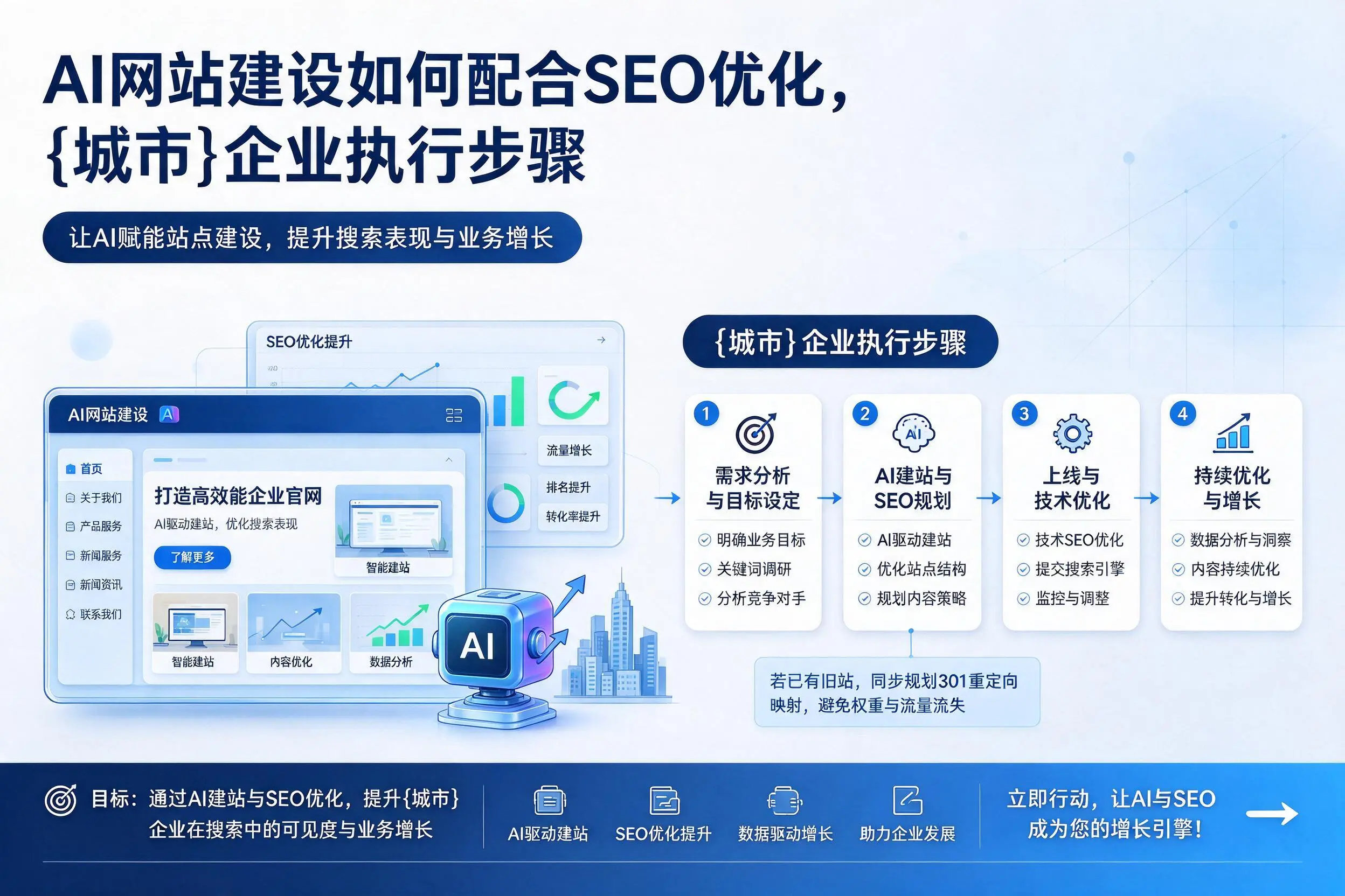 AI网站建设如何配合SEO优化，喀什企业执行步骤