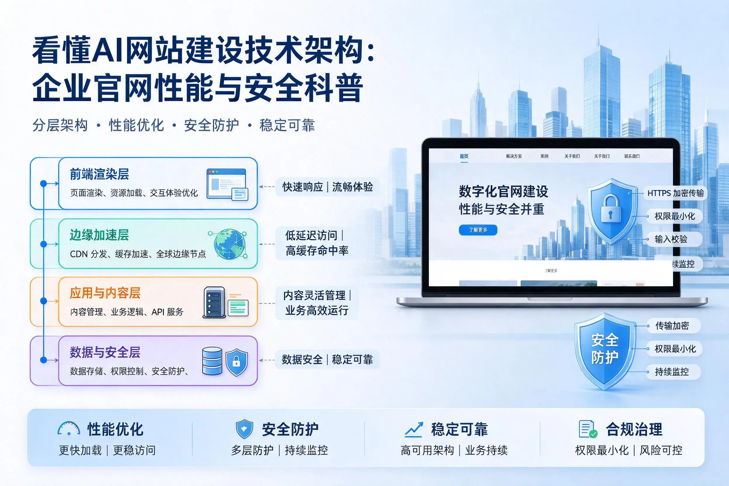 看懂AI网站建设技术架构：喀什企业官网性能与安全科普