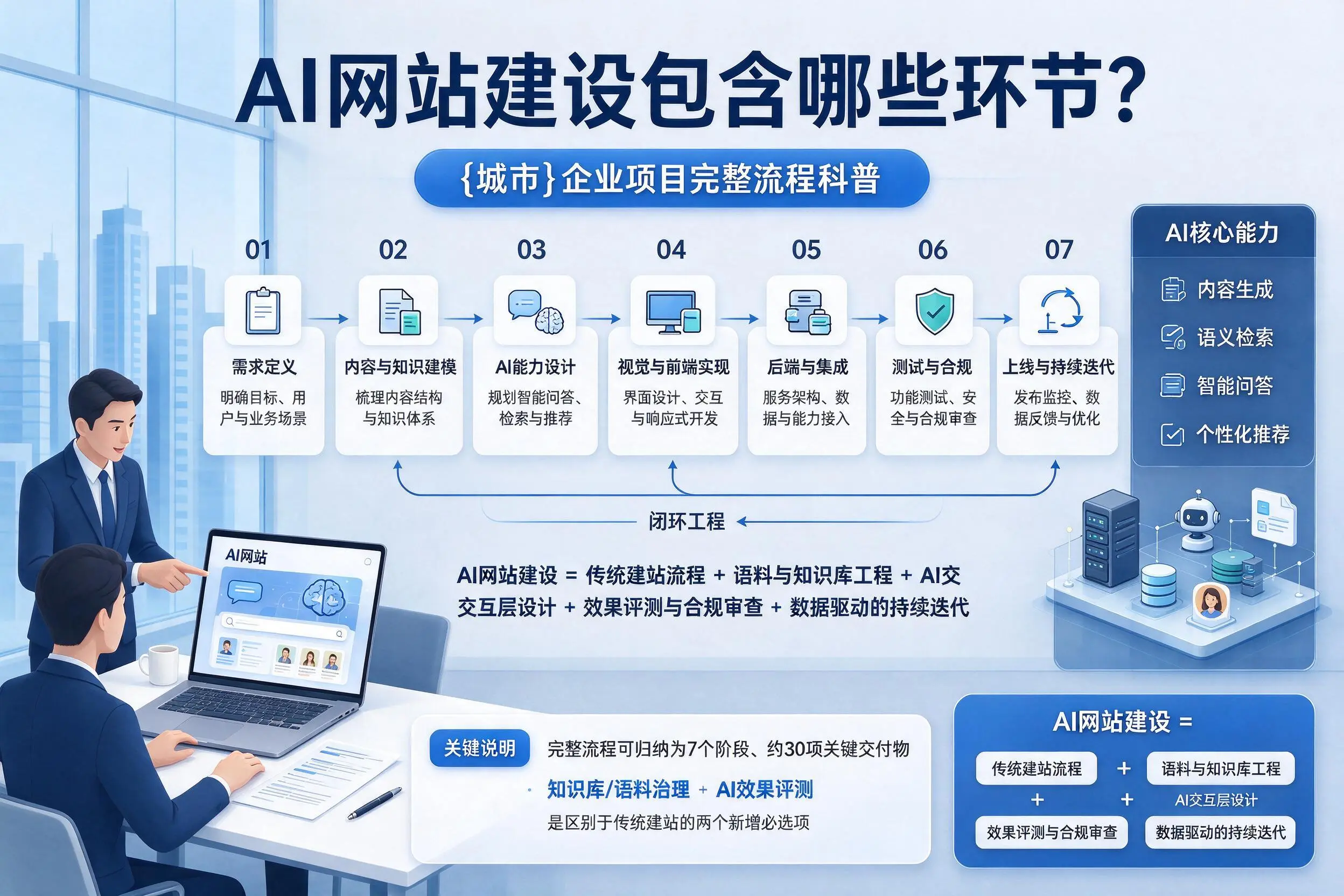 AI网站建设包含哪些环节?喀什企业项目完整流程科普