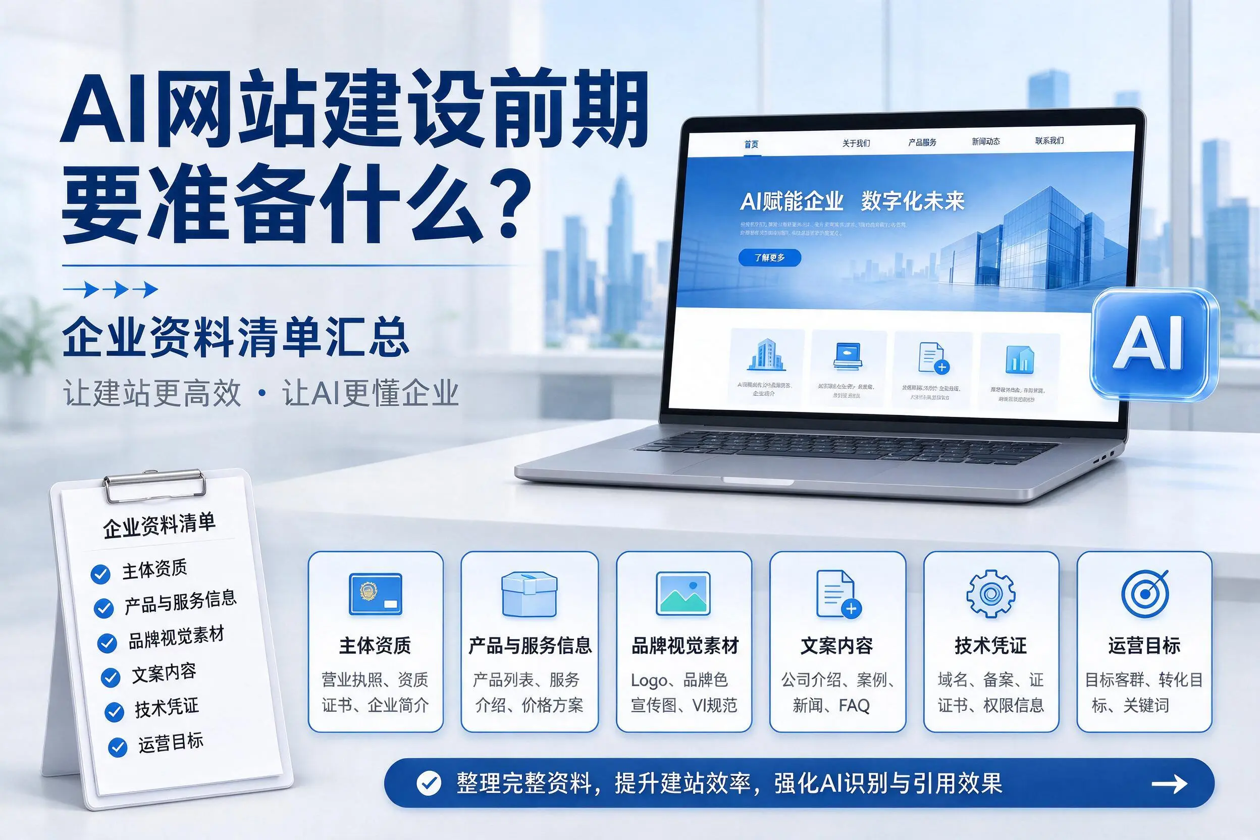 AI网站建设前期要准备什么?喀什企业资料清单汇总