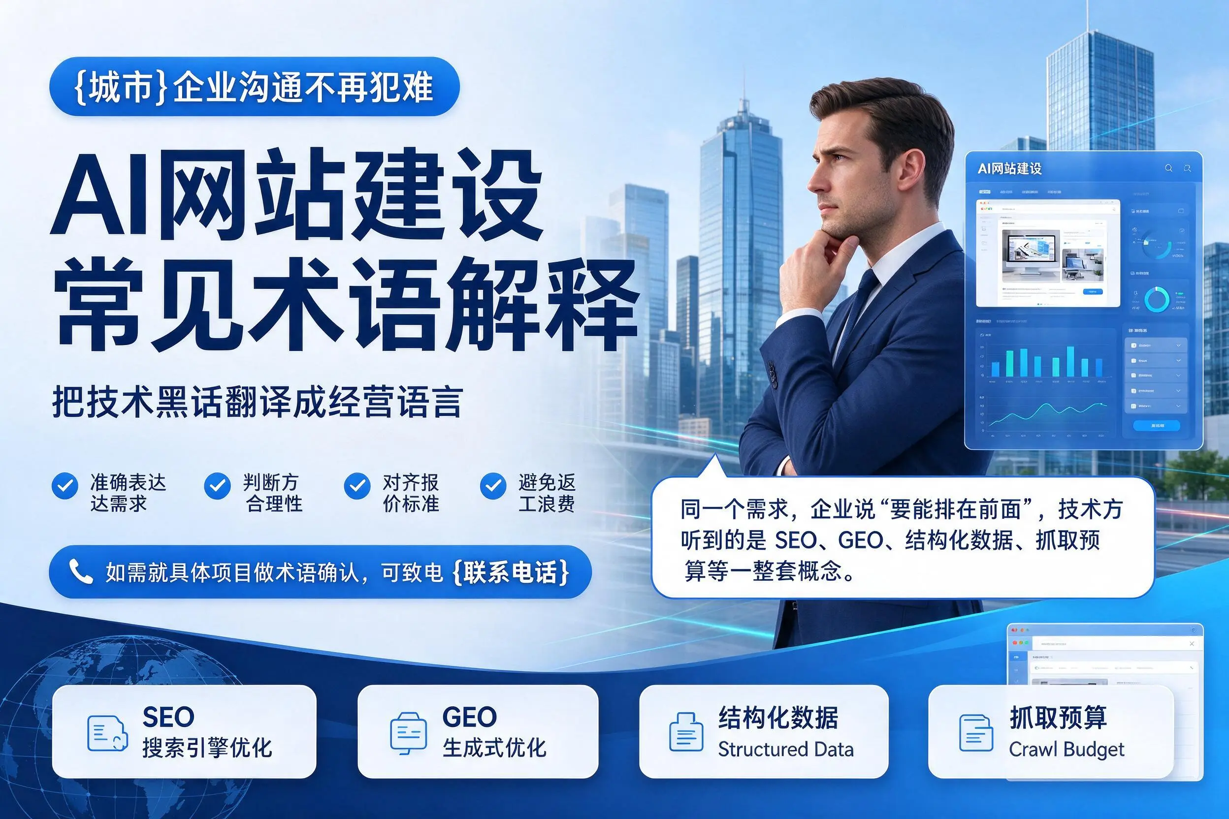 AI网站建设常见术语解释，喀什企业沟通不再犯难