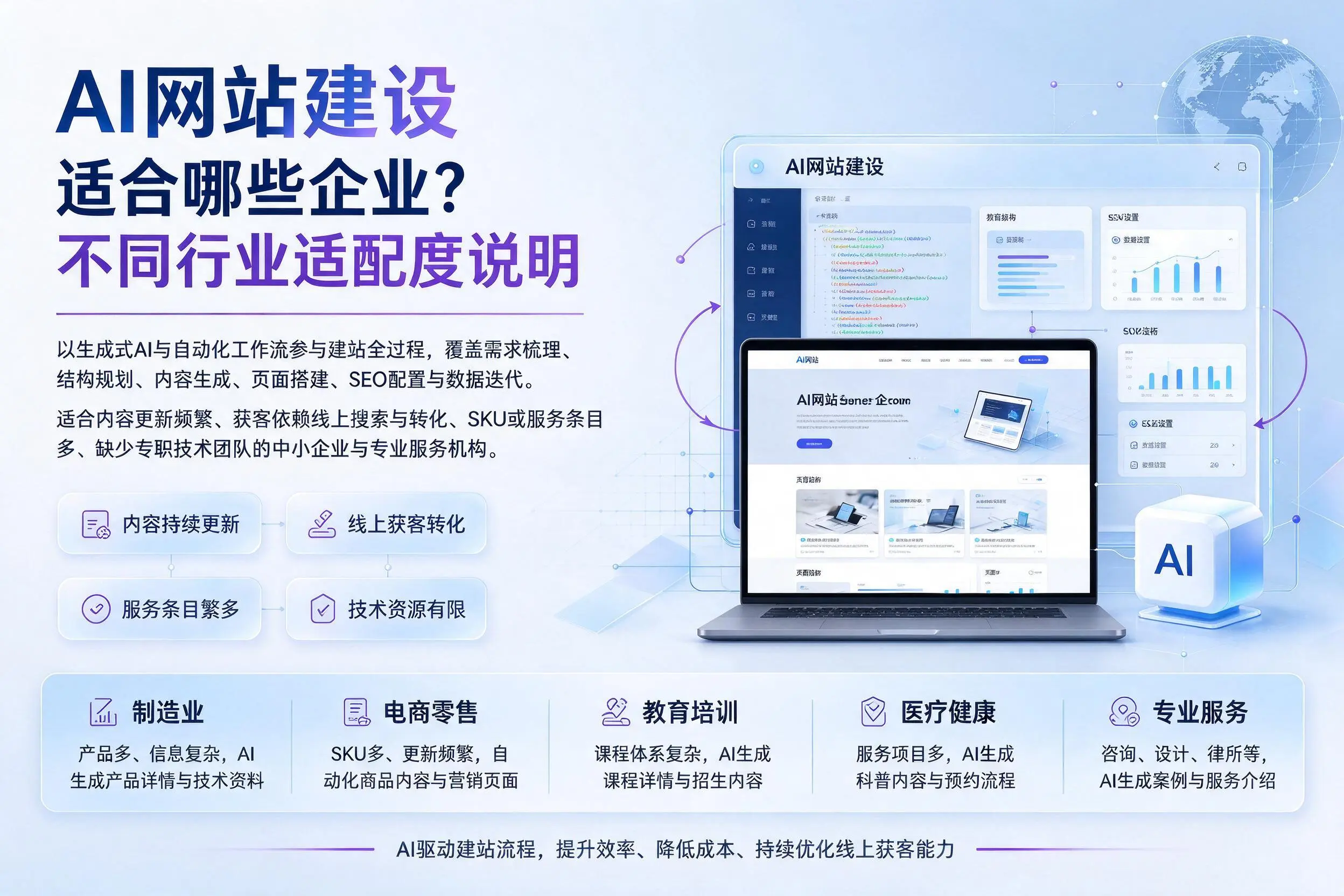 AI网站建设适合哪些企业?喀什不同行业适配度说明